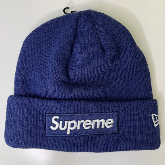 Supreme New Era Box Logo Beanie (FW21) Washed Navy - Picture 1 of 6